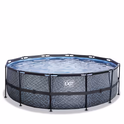 EXIT Piscine Stone ø450x122cm avec pompe de filtration à sable - grise