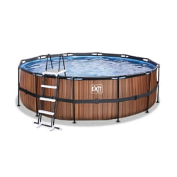 EXIT Piscine Wood ø450x122cm avec pompe de filtration à sable - marron