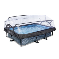 EXIT Piscine couverte Stone 300x200x65cm avec pompe de filtration - grise