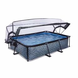 EXIT Piscine couverte Stone 300x200x65cm avec pompe de filtration - grise