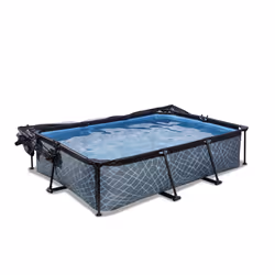 EXIT Piscine couverte Stone 300x200x65cm avec pompe de filtration - grise