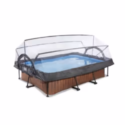 EXIT Piscine couverte Wood 300x200x65cm avec pompe de filtration - marron, 3700 L, Piscine hors sol, Adultes et enfants, 4 pe ...