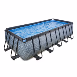 EXIT Piscine Stone 540x250x122cm avec pompe de filtration à sable - grise