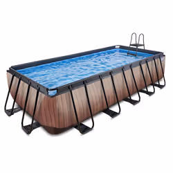 EXIT Piscine Wood 540x250x122cm avec pompe de filtration à sable - marron, 13465 L, Piscine hors sol, Adultes et enfants, 9 p ...