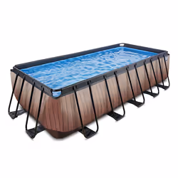 EXIT Piscine Wood 540x250x122cm avec pompe de filtration à sable - marron