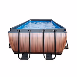 EXIT Piscine Wood 540x250x122cm avec pompe de filtration à sable - marron