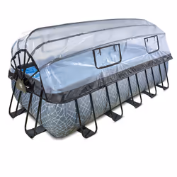 EXIT Piscine couverte Stone 540x250x122cm avec pompe de filtration à sable - grise, 13465 L, Piscine hors sol, Adultes et enf ...
