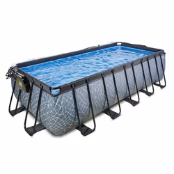 EXIT Piscine couverte Stone 540x250x122cm avec pompe de filtration à sable - grise