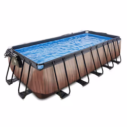 EXIT Piscine couverte Wood 540x250x122cm avec pompe de filtration à sable - marron