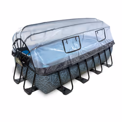 EXIT Piscine couverte Stone 400x200x100cm avec pompe de filtration à sable et à chaleur - grise, 7020 L, Piscine hors sol, Ad ...