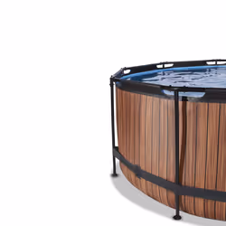 EXIT Piscine couverte Wood ø360x122cm avec pompe de filtration à sable et à chaleur - marron - Vue supplémentaire 4