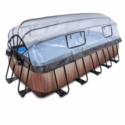 EXIT Piscine couverte Wood 540x250x122cm avec pompe de filtration à sable et à chaleur - marron, 13465 L, Piscine hors sol, A ...