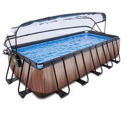 EXIT Piscine couverte Wood 540x250x122cm avec pompe de filtration à sable et à chaleur - marron