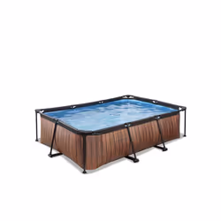 EXIT Piscine Wood 220x150x65cm avec pompe filtrante - marron, 1800 L, Piscine hors sol, Enfants et adultes, 3 personne(s), Ré ...