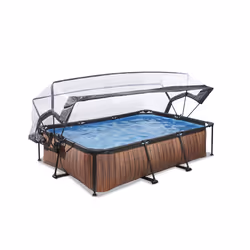 EXIT Piscine couverte Wood 220x150x65cm avec pompe filtrante - marron