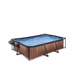 EXIT Piscine couverte Wood 220x150x65cm avec pompe filtrante - marron