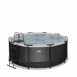 EXIT Piscine Black Leather ø360x122cm avec pompe filtrante - noir, 10126 L, Piscine hors sol, Enfants et adultes, 5 personne( ...