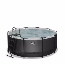 EXIT Piscine Black Leather ø360x122cm avec pompe filtrante à sable - noir, 10126 L, Piscine hors sol, Enfants et adultes, 5 p ...