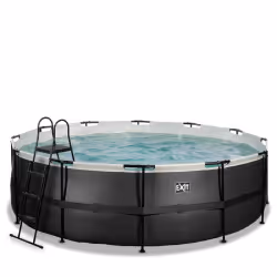 EXIT Piscine Black Leather ø450x122cm avec pompe filtrante - noir, 15233 L, Piscine hors sol, Enfants et adultes, 8 personne( ...