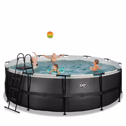 EXIT Piscine Black Leather ø450x122cm avec pompe filtrante à sable - noir - Vue supplémentaire 4