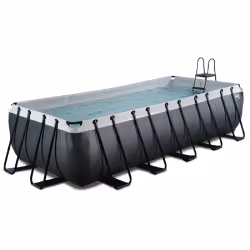 EXIT Piscine Black Leather 540x250x122cm avec pompe filtrante à sable - noir, 13465 L, Piscine hors sol, Enfants et adultes,  ...
