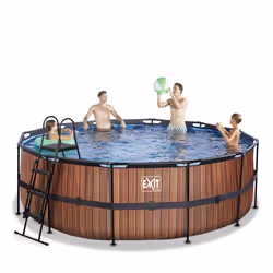 EXIT Piscine Wood ø427x122cm avec pompe filtrante - marron - Vue supplémentaire 5