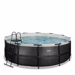 EXIT Piscine Black Leather ø427x122cm avec pompe filtrante - noir, 14758 L, Piscine hors sol, Enfants et adultes, 7 personne( ...