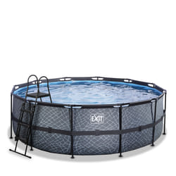 EXIT Piscine Stone ø427x122cm avec pompe filtrante à sable - grise