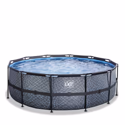EXIT Piscine Stone ø427x122cm avec pompe filtrante à sable - grise