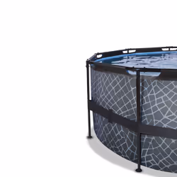 EXIT Piscine Stone ø427x122cm avec pompe filtrante à sable - grise