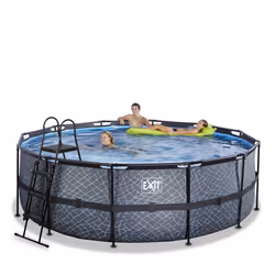 EXIT Piscine Stone ø427x122cm avec pompe filtrante à sable - grise - Vue supplémentaire 4