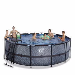 EXIT Piscine Stone ø427x122cm avec pompe filtrante à sable - grise - Vue supplémentaire 5