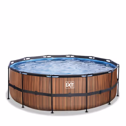 EXIT Piscine Wood ø427x122cm avec pompe filtrante à sable - marron