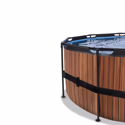 EXIT Piscine Wood ø427x122cm avec pompe filtrante à sable - marron