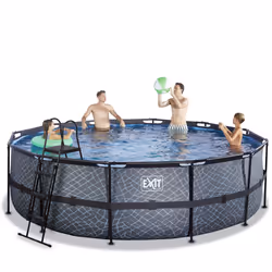 EXIT Piscine Stone ø488x122cm avec pompe filtrante - grise - Vue supplémentaire 4