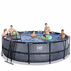 EXIT Piscine Stone ø488x122cm avec pompe filtrante - grise - Vue supplémentaire 5