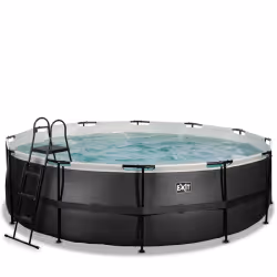 EXIT Piscine Black Leather ø488x122cm avec pompe filtrante - noir, 19330 L, Piscine hors sol, Enfants et adultes, 8 personne( ...