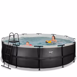 EXIT Piscine Black Leather ø488x122cm avec pompe filtrante à sable - noir - Vue supplémentaire 4