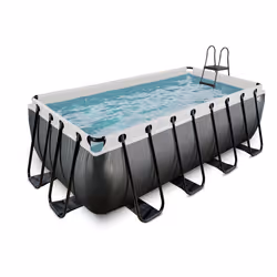 EXIT Piscine Black Leather 400x200x122cm avec pompe filtrante - noir, 8870 L, Piscine hors sol, Enfants et adultes, 6 personn ...