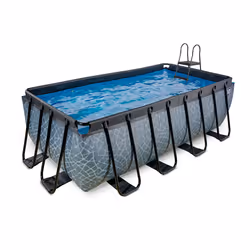 EXIT Piscine Stone 400x200x122cm avec pompe filtrante à sable - grise, 8870 L, Piscine hors sol, Enfants et adultes, 6 person ...