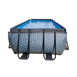 EXIT Piscine Stone 400x200x122cm avec pompe filtrante à sable - grise