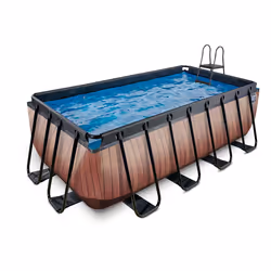 EXIT Piscine Wood 400x200x122cm avec pompe filtrante à sable - marron, 8870 L, Piscine hors sol, Enfants et adultes, 6 person ...