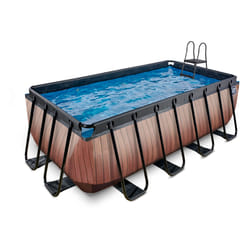 EXIT Piscine Wood 400x200x122cm avec pompe filtrante à sable - marron
