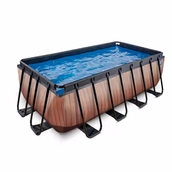 EXIT Piscine Wood 400x200x122cm avec pompe filtrante à sable - marron