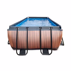 EXIT Piscine Wood 400x200x122cm avec pompe filtrante à sable - marron
