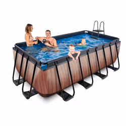 EXIT Piscine Wood 400x200x122cm avec pompe filtrante à sable - marron - Vue supplémentaire 6