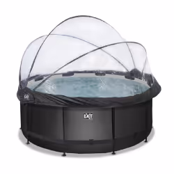 EXIT Piscine couverte Black Leather ø360x122cm avec pompe filtrante à sable - noir, 10126 L, Piscine hors sol, Enfants et adu ...