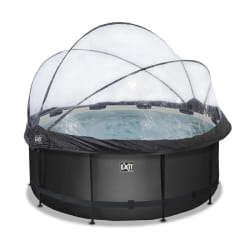 EXIT Piscine couverte Black Leather ø360x122cm avec pompe filtrante à sable - noir