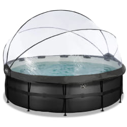 EXIT Piscine couverte Black Leather ø450x122cm avec pompe filtrante à sable - noir