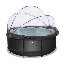 EXIT Piscine couverte Black Leather ø360x122cm avec pompe filtrante à sable et à chaleur - noir
